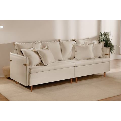 Sofá Fixo 2 Lugares Luxo 160 cm Atlas Bege Claro
