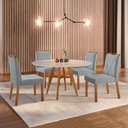 Ver imagem 1 de Conjunto Sala de Jantar Mesa Atenas Madeira Maciça 110cm Tampo Redondo Vidro Off White com 4 Cadeira