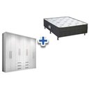 Ver imagem 1 de Cama Box Conjugada Casal Union + Guarda Roupa Master 8.6 Branco