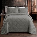 Ver imagem 1 de Kit Colcha King Size Urban Linen Prata Textura Linho 3 Peças Rozac
