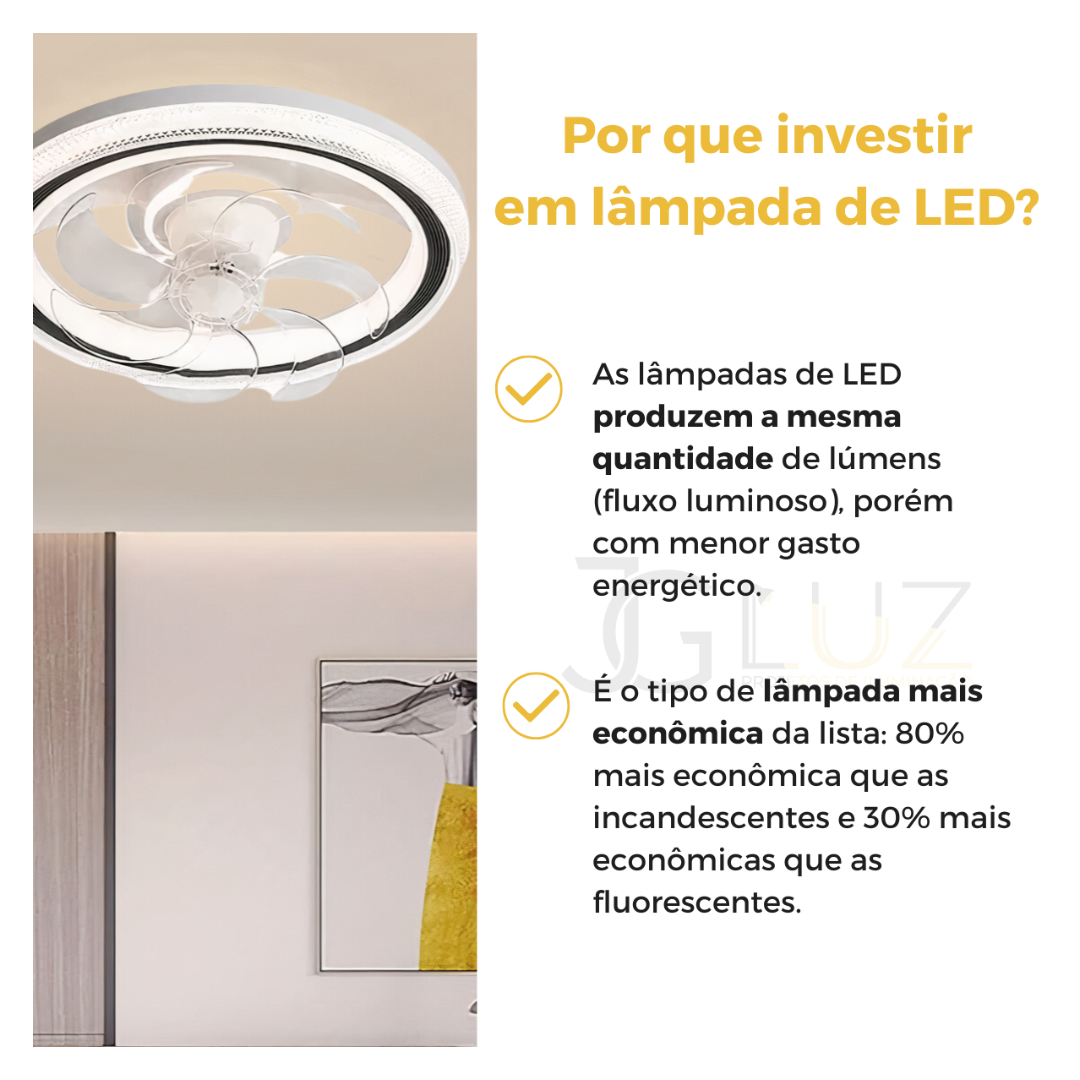 Ventilador de Teto Led 3 Cores Acrilico Controle Remoto 40w - 7