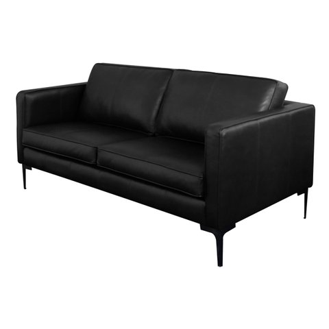 Sofá Decorativo Sala de Estar Europa 4 Lugares 240cm Couro Preto - Mozzelar
