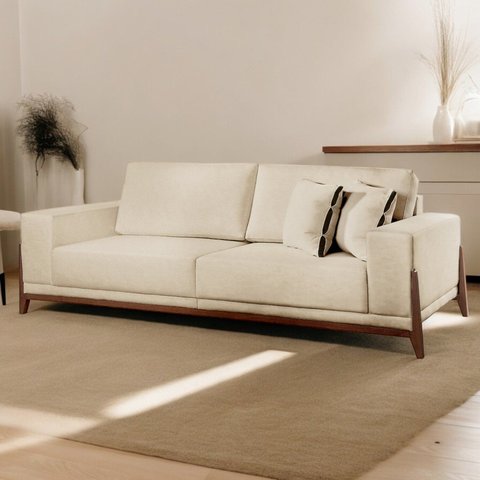 Sofá Fixo 2 Lugares Luxo 170 cm Magnus Bege Claro