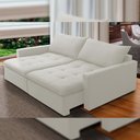 Ver imagem 2 de Sofá Cama Retrátil Reclinável para Sala de Estar 208cm Lari F04 Veludo Bege - Lyam Decor