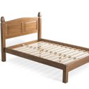 Ver imagem 2 de Cama de Casal Queen Size Retrô para Quarto em Madeira Maciça Pinus Marrom Corona 167cm Nogueira Claro