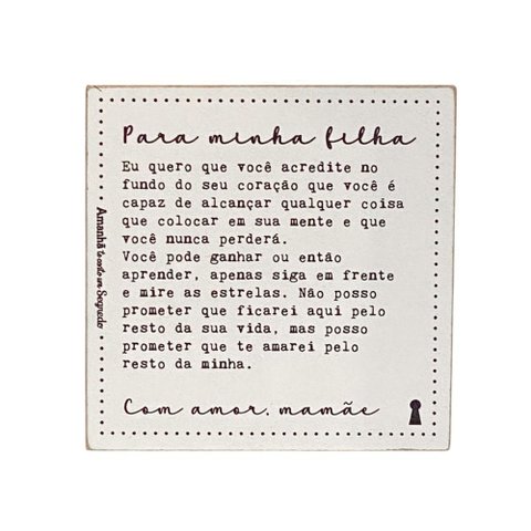 Quadro Box Filha Mamae em Mdf 12x12