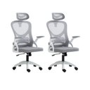 Ver imagem 1 de Kit 2 Cadeiras para Escritório Presidente Office Columbus com Tela Mesh Branco/Cinza Rivatti