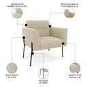 Ver imagem 5 de Poltrona para Sala Pé Metal Preto Kit 2 Ana Suede Bege - Ibiza