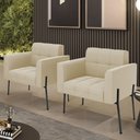 Ver imagem 6 de Poltrona para Sala Pé Metal Preto Kit 2 Ana Suede Bege - Ibiza