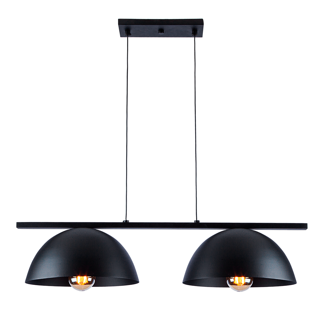 Luminária Pendente Trilho Retro Industrial Montreal P 2 Lâmpadas E27:pendente Preto/110v/220v - 1