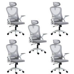 Kit 5 Cadeiras para Escritório Presidente Office Columbus com Tela Mesh - 1