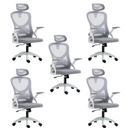 Ver imagem 1 de Kit 5 Cadeiras para Escritório Presidente Office Columbus com Tela Mesh Branco/Cinza