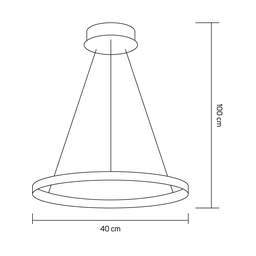 Lustre Pendente Moderno 1 Anel Arco Ring 40cm Led 18w 6500k:branco - Luz Branca Fria 6500k - 2