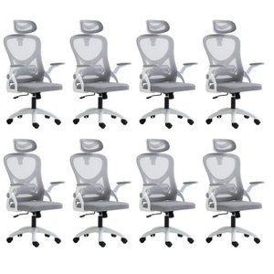 Kit 8 Cadeiras para Escritório Presidente Office Columbus com Tela Mesh