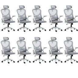 Kit 10 Cadeiras para Escritório Presidente Office Columbus com Tela Mesh - 1 Kit 10 Cadeiras para Escritório Presidente Office Columbus com Tela Mesh - 1