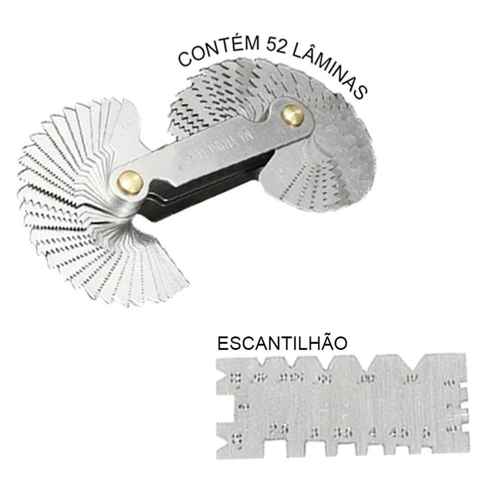 Escantilhão Universal + Calibre (pente) Rosca 52 Lâminas