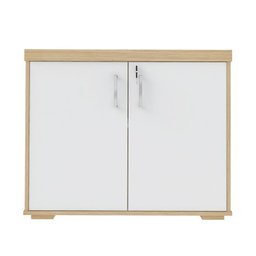 Kit 3 Peças com Mesa para Escritório Diretor em L,  Armário Multiuso Baixo e Gaveteiro 3 Gavetas - 5