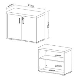Kit 3 Peças com Mesa para Escritório Diretor em L,  Armário Multiuso Baixo e Gaveteiro 3 Gavetas - 15