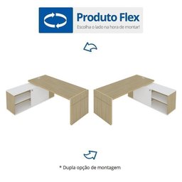 Kit 3 Peças com Mesa para Escritório Diretor em L,  Armário Multiuso Baixo e Gaveteiro 3 Gavetas - 7