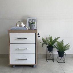 Kit 3 Peças com Mesa para Escritório Diretor em L,  Armário Multiuso Baixo e Gaveteiro 3 Gavetas - 11