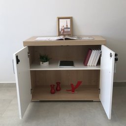 Kit 3 Peças com Mesa para Escritório Diretor em L,  Armário Multiuso Baixo e Gaveteiro 3 Gavetas - 12