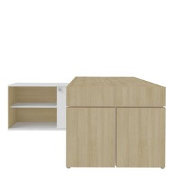 Kit 3 Peças com Mesa para Escritório Diretor em L,  Armário Multiuso Baixo e Gaveteiro 3 Gavetas - 4