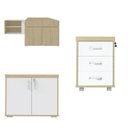 Ver imagem 2 de Kit 3 Peças com Mesa para Escritório Diretor em L, Armário Multiuso Baixo e Gaveteiro 3 Gavetas