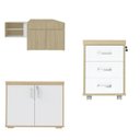 Ver imagem 2 de Conjunto 3 Peças com Mesa para Escritório Diretor em L, Armário Multiuso Baixo e Gaveteiro 3 Gavetas Carvalho Branco Artany
