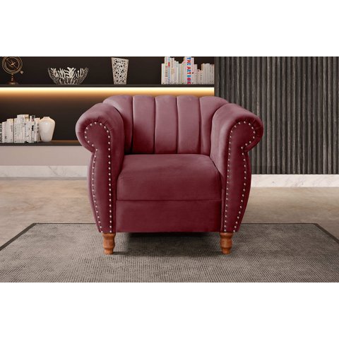 Poltrona Realeza Chesterfield Cadeira Vintage Decoração Retrô Vermelho Bordô