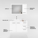 Ver imagem 2 de Gabinete para Banheiro com Cuba e Espelho Incluso Turin 80 - Avelato / Branco