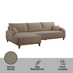 Sofá Albano Veludo Chaise Lado Esquerdo Meu Sofá Online - 5