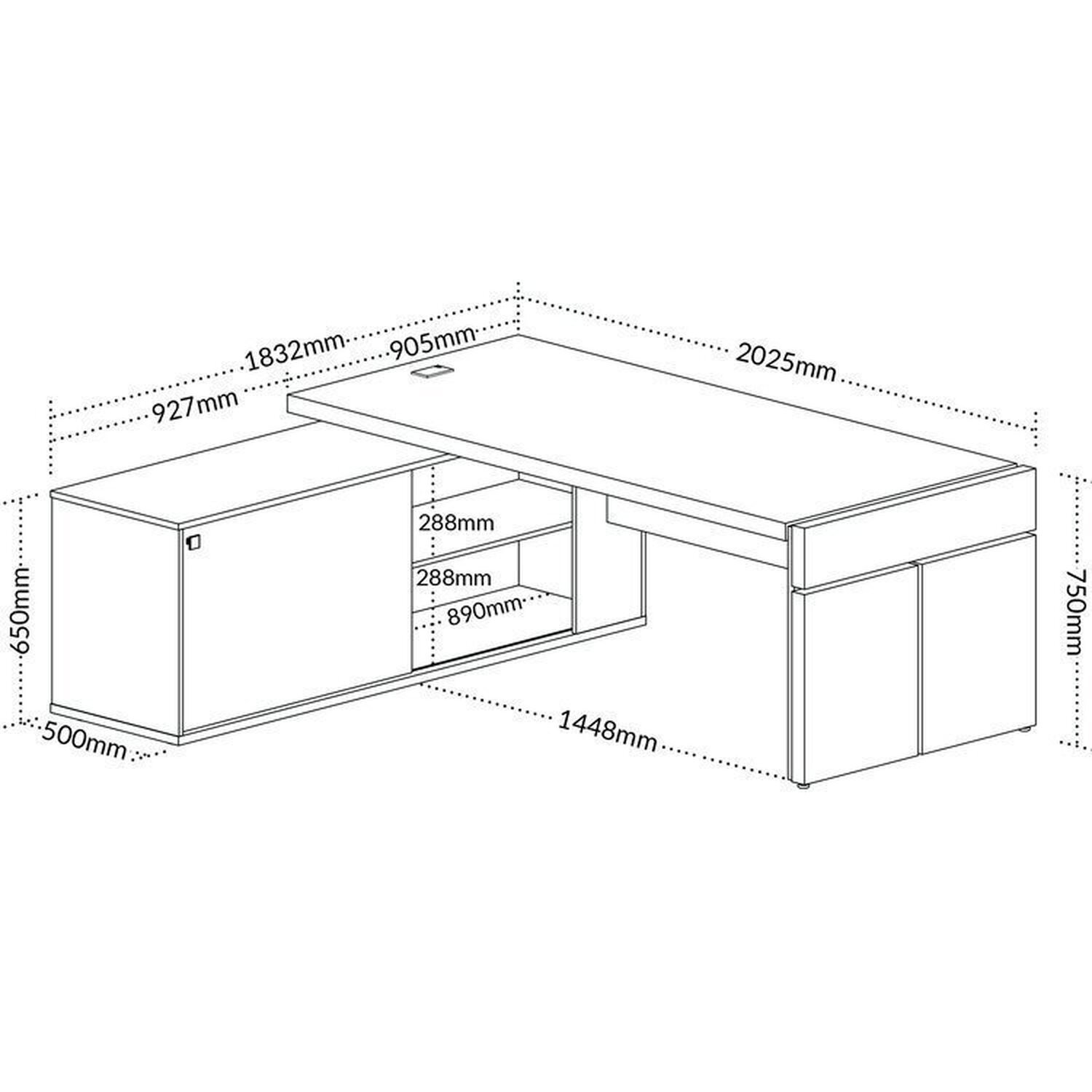 Kit 3 Peças com Mesa para Escritório Diretor em L,  Armário Multiuso Baixo e Gaveteiro 3 Gavetas - 13