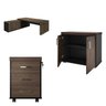 Kit 3 Peças com Mesa para Escritório Diretor em L, Armário Multiuso Baixo e Gaveteiro 3 Gavetas - 2