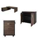 Ver imagem 2 de Conjunto 3 Peças com Mesa para Escritório Diretor em L, Armário Multiuso Baixo e Gaveteiro 3 Gavetas Charuto Preto Artany