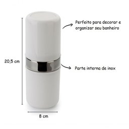 Porta Escovas de Dente com Tampa Banheiro Lavabo Branco Casa - 2