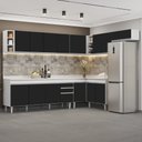Ver imagem 2 de Armário de Cozinha Modulado de Canto 8 Peças Cp26 Balcão com Tampo Branco/preto - Lumil Lumil Móveis