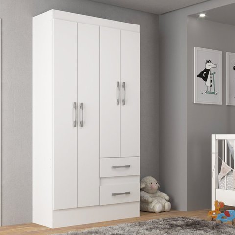 Guarda-Roupa Infantil Isabel 4 Portas 2 Gavetas Branco