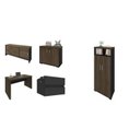 Ver imagem 2 de Conjunto 4 Peças com Mesa para Escritório Diretor em L, Armário Multiuso Alto, Baixo e Balcão com Charuto Preto Artany
