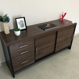 Kit 4 Peças com Mesa para Escritório Diretor em L, Armário Multiuso Alto, Armário Baixo e Balcão com Gavetas - 10