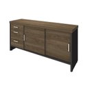 Ver imagem 3 de Conjunto 4 Peças com Mesa para Escritório Diretor em L, Armário Multiuso Alto, Baixo e Balcão com Charuto Preto Artany