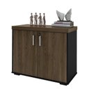 Ver imagem 6 de Conjunto 4 Peças com Mesa para Escritório Diretor em L, Armário Multiuso Alto, Baixo e Balcão com Charuto Preto Artany