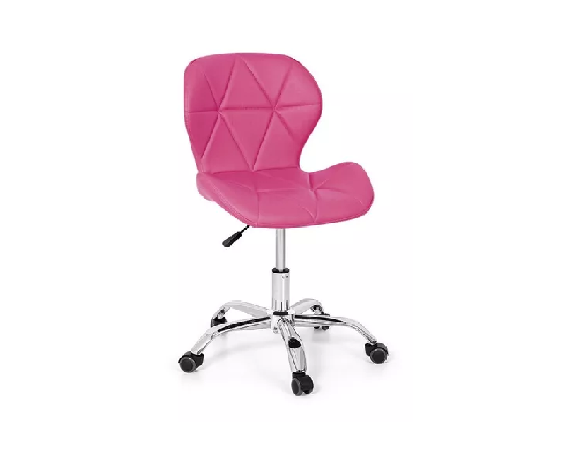 Cadeira Decorativa Assento Estofado Rosa Base Giratoria Cromada Bering - 2