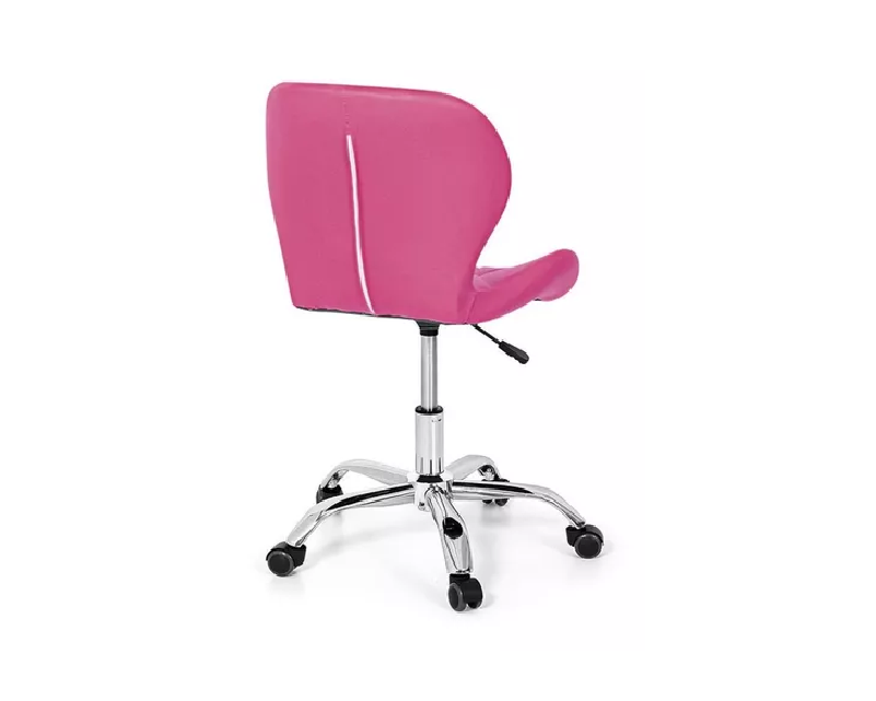 Cadeira Decorativa Assento Estofado Rosa Base Giratoria Cromada Bering - 4