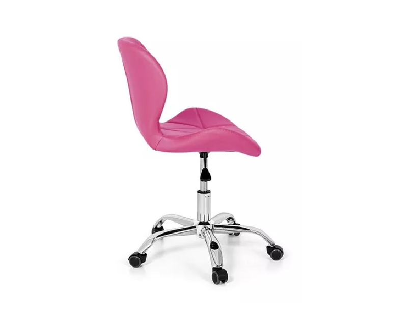 Cadeira Decorativa Assento Estofado Rosa Base Giratoria Cromada Bering - 3