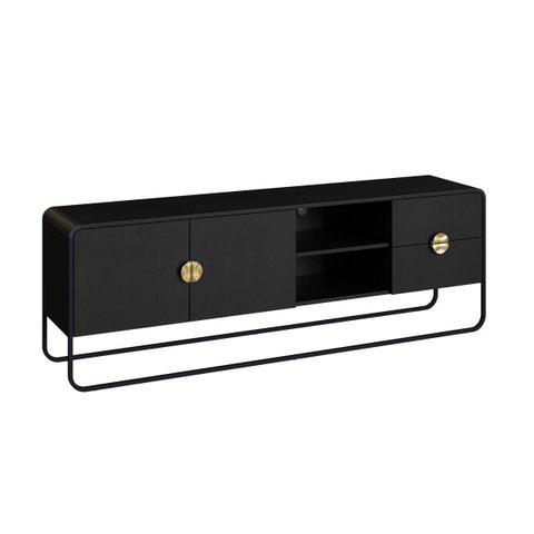 Rack Luna Orgânico para Tv até 65'' 180x60cm 2 Portas Nero/preto 28076