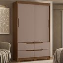 Ver imagem 1 de Guarda Roupa Casal 136cm 2 Portas Solare Nogueira/Cappuccino a02 - Mpozenato