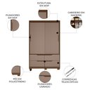 Ver imagem 3 de Guarda Roupa Casal 136cm 2 Portas Solare Nogueira/Cappuccino a02 - Mpozenato