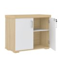 Ver mais imagens de Conjunto 4 Peças com Mesa para Escritório Diretor em L, Armário Multiuso Alto, Baixo e Balcão com Carvalho Branco Artany
