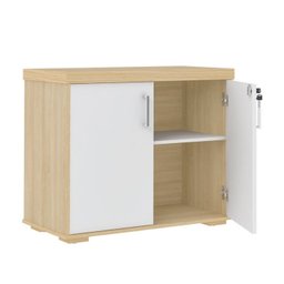 Kit 4 Peças com Mesa para Escritório Diretor em L, Armário Multiuso Alto, Armário Baixo e Balcão com Gavetas - 8