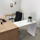 Ver imagem 6 de Conjunto 4 Peças com Mesa para Escritório Diretor em L, Armário Multiuso Alto, Baixo e Balcão com Carvalho Branco Artany